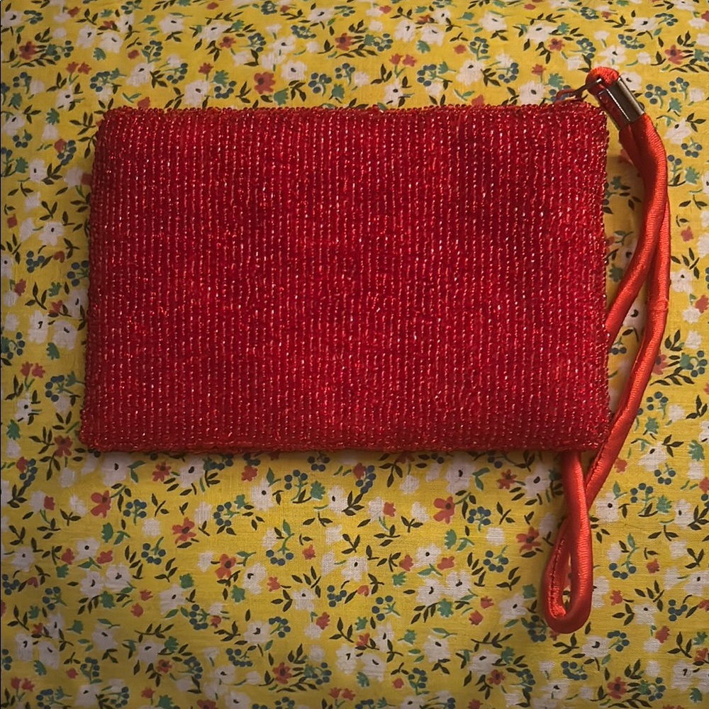 Vintage Beaded Tennis Clutch - Red and Yellow - Picture 2 of 5